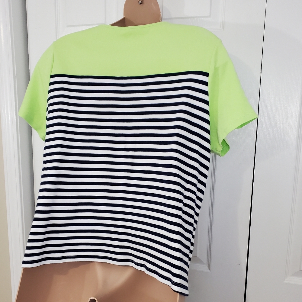 Kim Rogers Curvy Women's  Short Sleeve 100% Cotton Stripe Lighthouse Top Size 2X - Picture 7 of 9